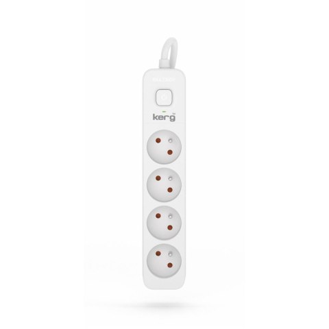Przedłużacz KERG z wyłącznikiem M02393 4-gniazdowy 5m 3×1,0mm2 H05VV-F 10A/250V biały