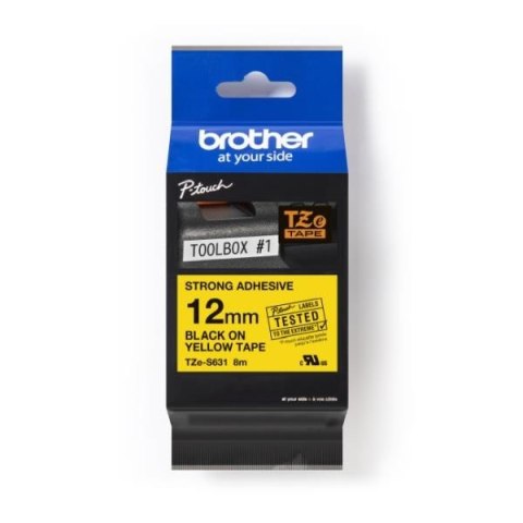 Taśma Brother P-Touch TZe-S631 12mm x 8m (TZES631) - żółta, czarny nadruk