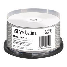 Płyty BD-R DL Verbatim 50GB 6x Wide White Thermal Printable - No ID Brand (spindle 25)