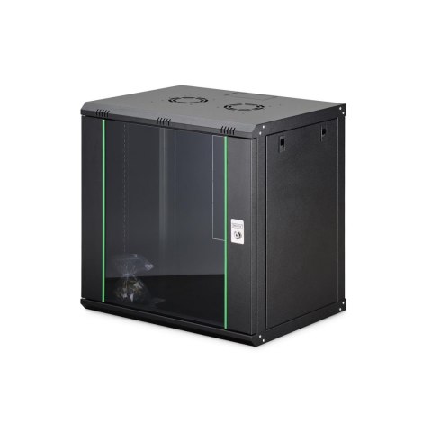 Szafa sieciowa wisząca jednosekcyjna DIGITUS Dynamic 19" 12U, 600x450, drzwi szyba, czarny, niezmontowana, 60kg