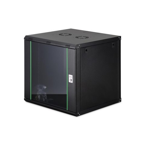 Szafa sieciowa wisząca jednosekcyjna DIGITUS Dynamic 19" 12U, 600x600, drzwi szyba, czarny, niezmontowana, 60kg