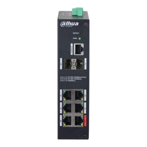 Switch zarządzalny Dahua HS4208-4GT-90 4xGbE PoE 2x1GbE Uplink 2xSFP Uplink 1xConsole
