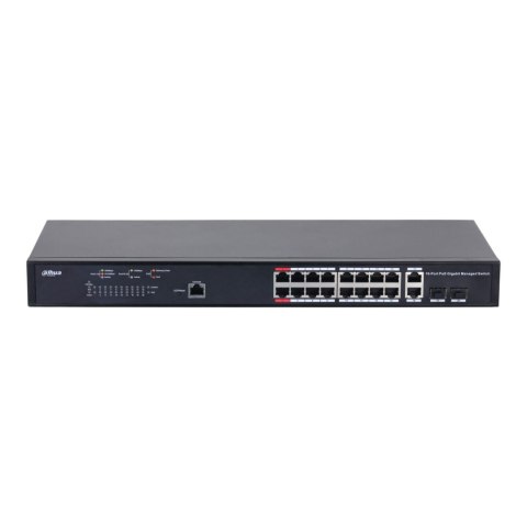 Switch zarządzalny Dahua PFS4218-16GT-130 2x1GbE Uplink 2xSFP Uplink combo 16x1GbE PoE
