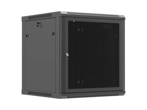 Szafa instalacyjna Rack wisząca 19" 12U 600x600 czarna drzwi perforowane Lanberg (flat pack)