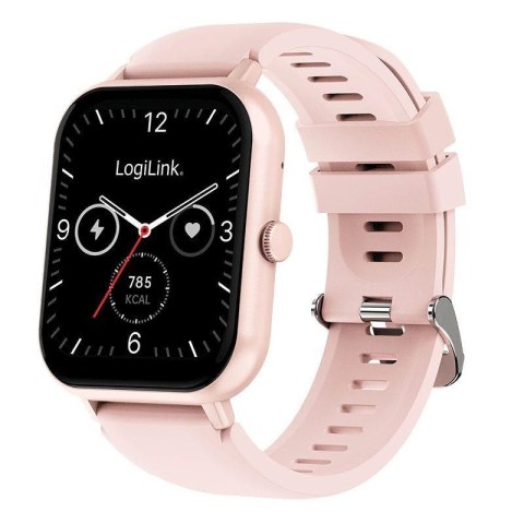 Smartwatch LogiLink SW0001P ekran dotykowy LCD 1,83", BT 5.2, IP68, różowy
