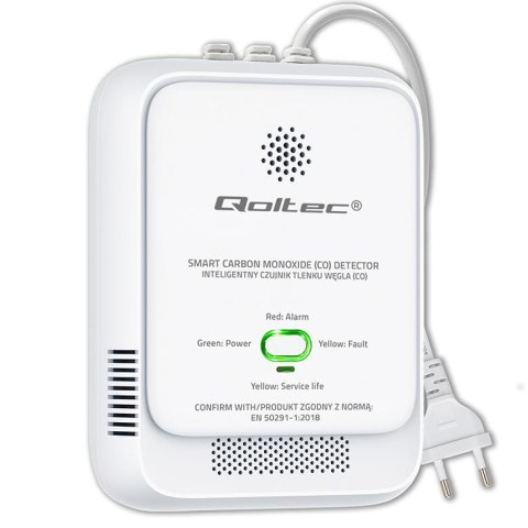 Czujnik tlenku węgla Qoltec (czadu) | detektor CO | alarm 85dB | LED