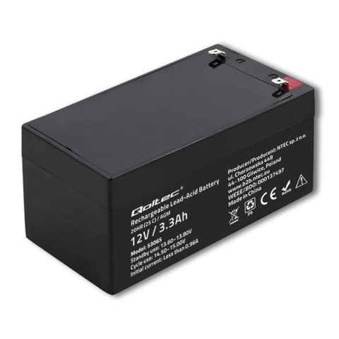 Akumulator AGM Qoltec 12V | 3.3Ah