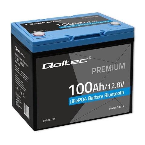 Akumulator LiFePO4 Qoltec Litowo-Żelazowo-Fosforanowy | 12.8V | 100Ah | 1280Wh | Bluetooth | BMS