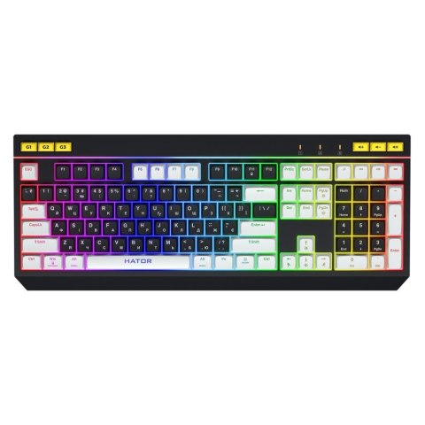 Klawiatura przewodowa Hator ICEFALL HTK400US podświetlana gaming programowalna czarno-biała
