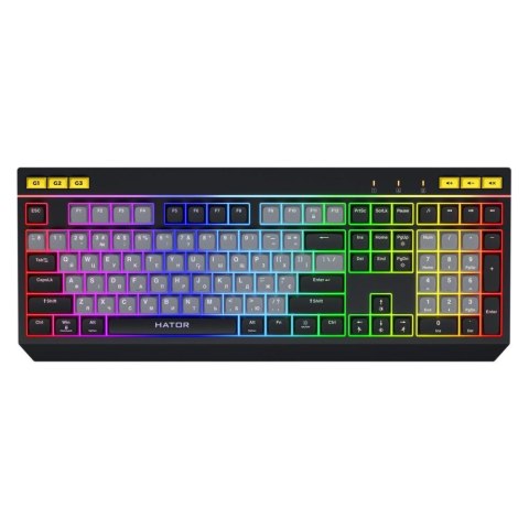Klawiatura przewodowa Hator ICEFALL HTK401US podświetlana gaming programowalna czarno-szara