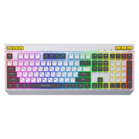 Klawiatura przewodowa Hator ICEFALL HTK405US podświetlana gaming programowalna biało-czarna