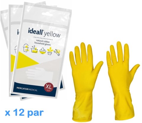 Rękawice Gospodarcze Lateksowe / Żółte / Ideall Yellow - 12 par (M 7-8)