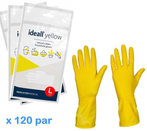 Rękawice Gospodarcze Lateksowe / Żółte / Ideall Yellow - 120 par (M 7-8)