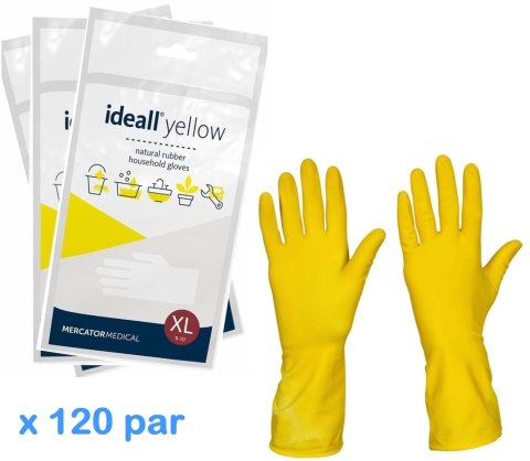 Rękawice Gospodarcze Lateksowe / Żółte / Ideall Yellow - 120 par (M 7-8)