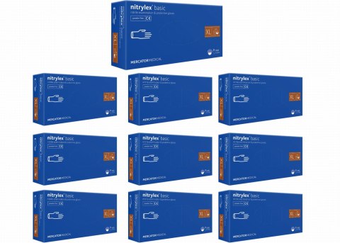 Rękawice Nitrylowe 100 szt. Nitrylex Basic Dark Blue - 10 kpl. (L 8-9)