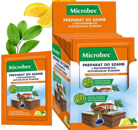 BROS - Microbec ULTRA 25g zapach cytryny - preparat do szamb - 18 szt.