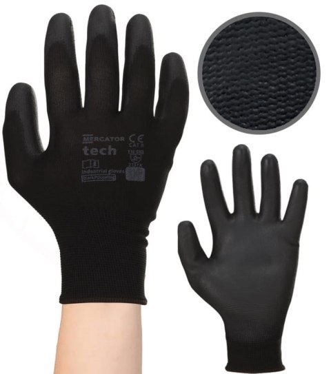 Rękawice Robocze MERCATOR Tech Black+Black PU - 1 Para (10 - XL)