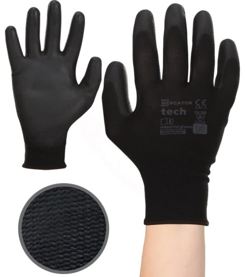 Rękawice Robocze MERCATOR Tech Black+Black PU - 1 Para (10 - XL)