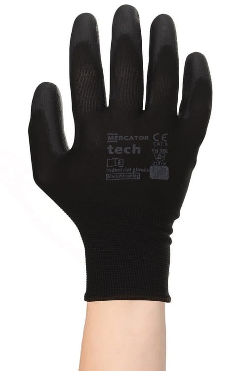 Rękawice Robocze MERCATOR Tech Black+Black PU - 1 Para (9 - L)