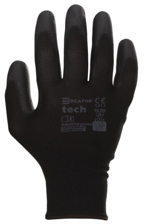Rękawice Robocze MERCATOR Tech Black+Black PU - 12 Par (7 - S)