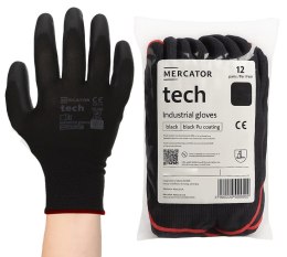 Rękawice Robocze MERCATOR Tech Black+Black PU - 12 Par (9 - L)