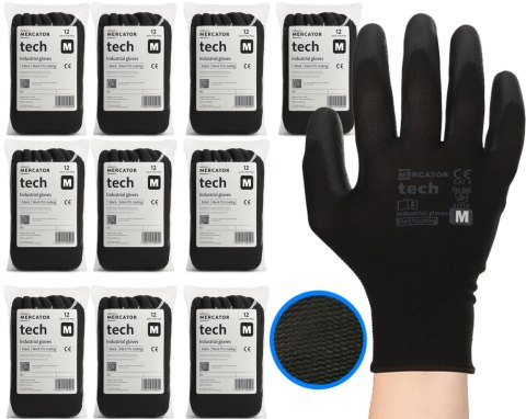 Rękawice Robocze MERCATOR Tech Black+Black PU - 120 Par (7 - S)