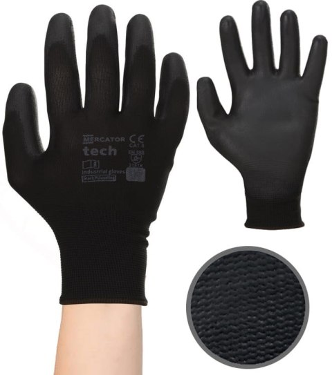 Rękawice Robocze MERCATOR Tech Black+Black PU - 240 Par (9 - L)