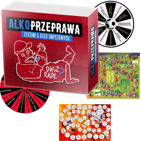 Gra Planszowa Dla Dorosłych - ALKOPRZEPRAWA - Zestaw 5 Gier Imprezowych