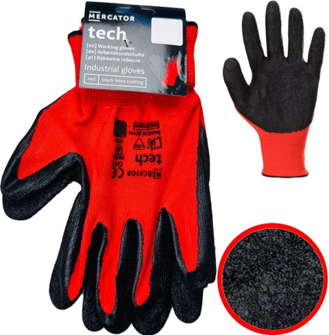 Rękawice Robocze MERCATOR Tech Red+Black Latex - 1 Para (10 - XL)