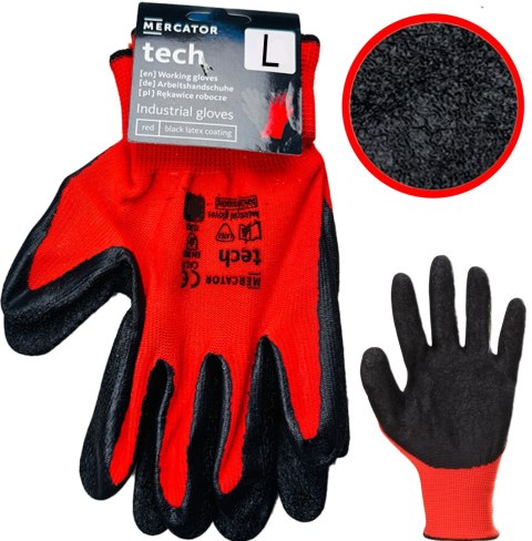 Rękawice Robocze MERCATOR Tech Red+Black Latex - 1 Para (10 - XL)