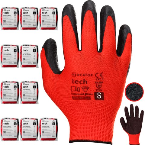Rękawice Robocze MERCATOR Tech Red+Black Latex - 120 Par (8 - M)