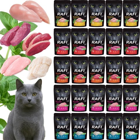Zestaw RAFI Karma Mokra Pasztet Dla Kotów MIX Smaków 100g x 25 szt.