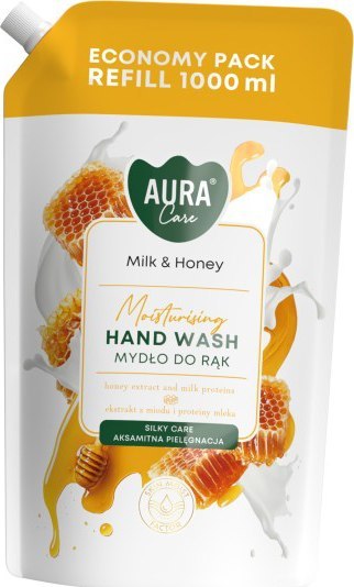 AURA Care Mydło Do Rąk Uzupełniające Mleko i Miód 1000 ml AHW-002-006