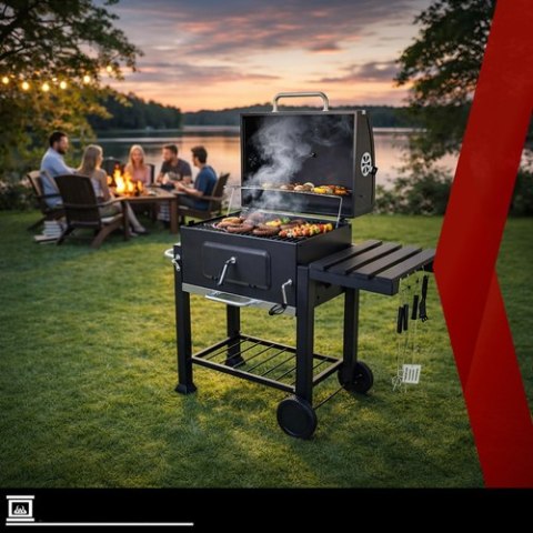 Grill Ogrodowy Z Pokrywą 116x70x110cm Kaminer