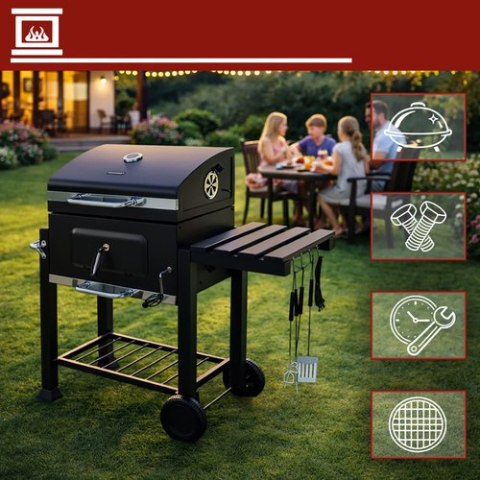 Grill Ogrodowy Z Pokrywą 116x70x110cm Kaminer