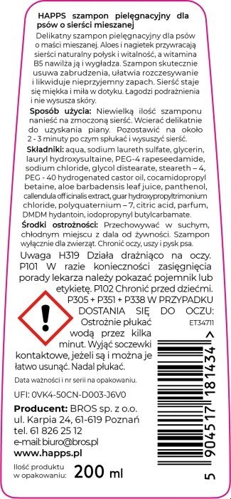 HAPPS - szampon pielęgnacyjny dla psów o sierści mieszanej 200ml