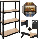 Regał Magazynowy PAKO Czarny 150x75x30 4 Półki 700 Kg