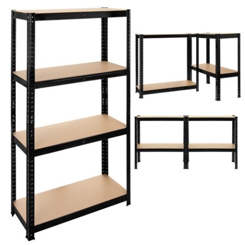 Regał Magazynowy PAKO Czarny 150x75x30 4 Półki 700 Kg