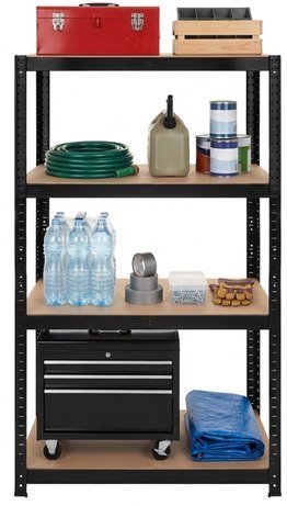 Regał Magazynowy PAKO Czarny 150x75x30 4 Półki 700 Kg