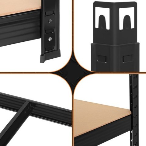Regał Magazynowy PAKO Czarny 150x75x30 4 Półki 700 Kg
