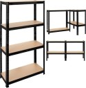 Regał Magazynowy PAKO Czarny 150x75x30 4 Półki 700 Kg