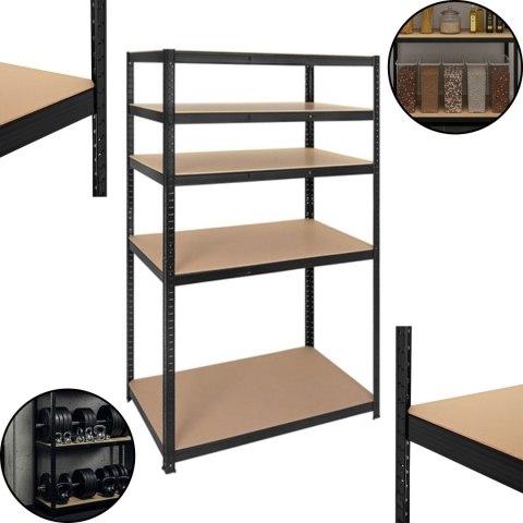 Regał Magazynowy PAKO Czarny 180x100x60 5 Półek 1000 Kg