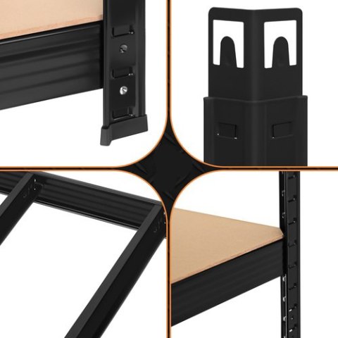 Regał Magazynowy PAKO Czarny 180x100x60 5 Półek 1000 Kg