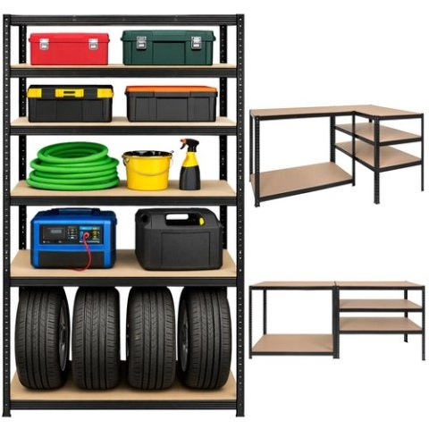 Regał Magazynowy PAKO Czarny 180x100x60 5 Półek 1000 Kg