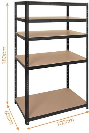 Regał Magazynowy PAKO Czarny 180x100x60 5 Półek 1000 Kg