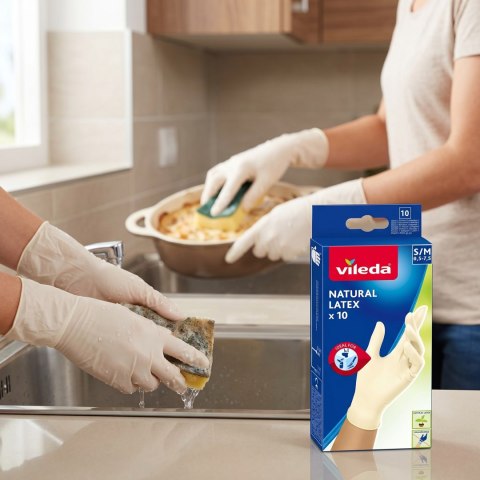 Rękawice lateksowe Vileda Natural Latex S/M 10 szt.