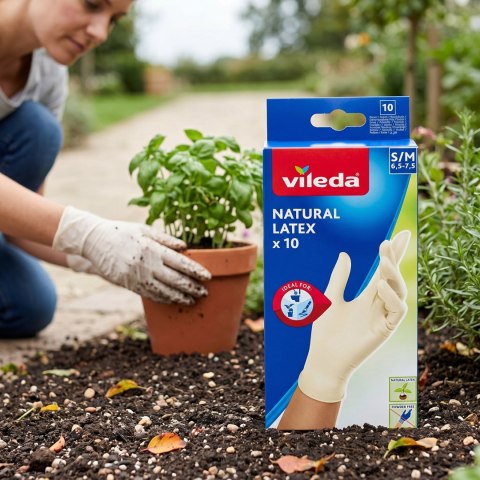 Rękawice lateksowe Vileda Natural Latex S/M 10 szt.