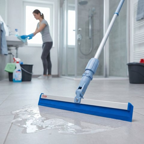 Ściągaczka Gumowa Z Pojedynczym Piórem + Kij aluminiowy niebieski
