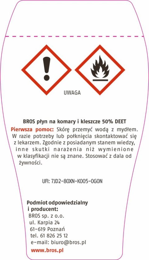BROS - Płyn Na Komary i Kleszcze 50% DEET 50ml Turystyczny