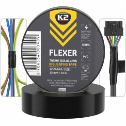 K2 FLEXER TAŚMA IZOLACYJNA Czarna Do Kabli I Przewodów 15mm X 10m B325